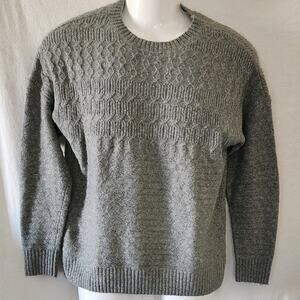 CJ Banks VTG Gray Chunky Knit Crewneck Long Sleeve Sweater Pattern Design W Smal